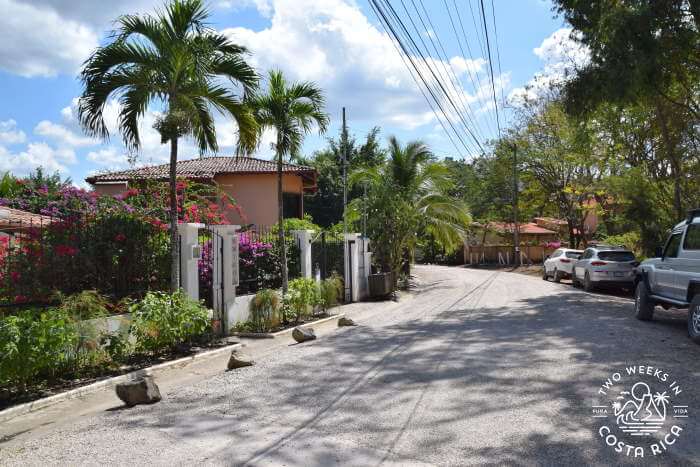 The quiet road inside Playa Grande Estates