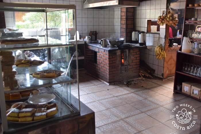 local restaurant with wood-fired cooking stove