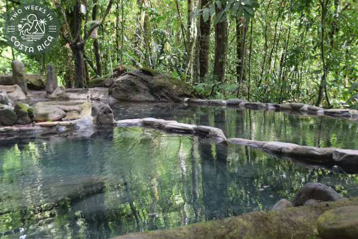 close up of the water inside the hot spring pool
