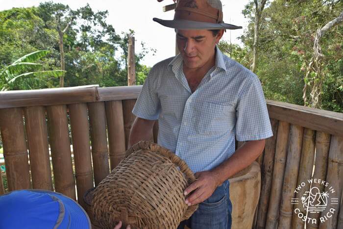 Farmer holding a coffee basket