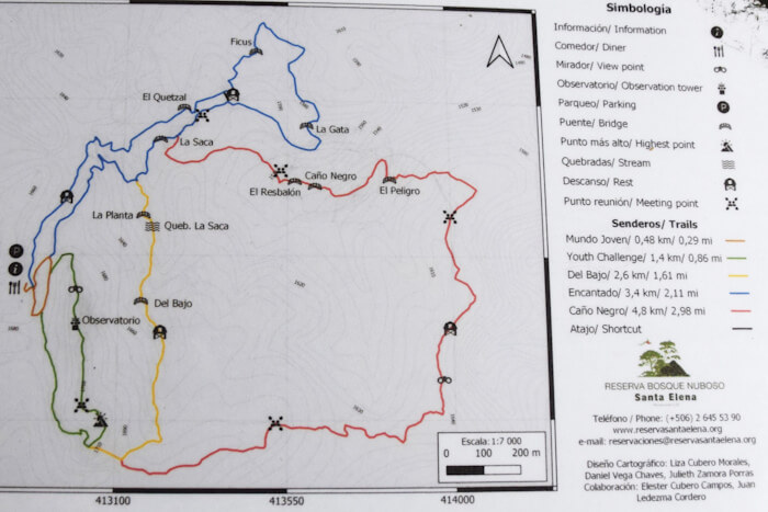 trail map santa elena cloud forest reserve