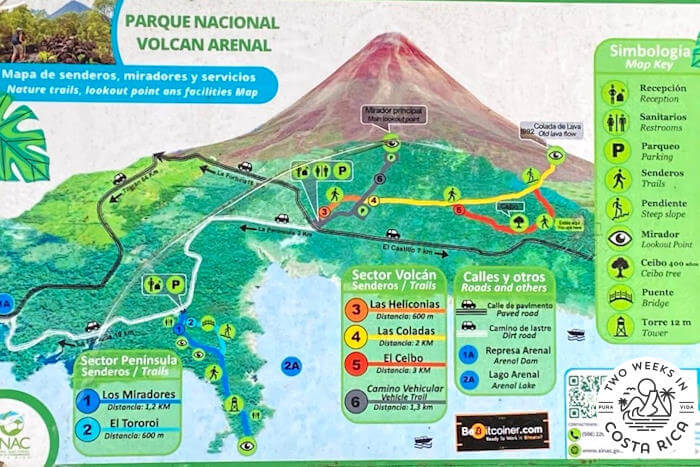Trail Map Arenal Volcano National Park