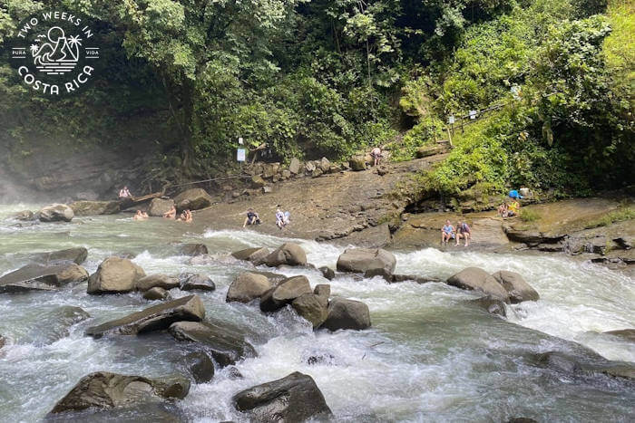 River below falls