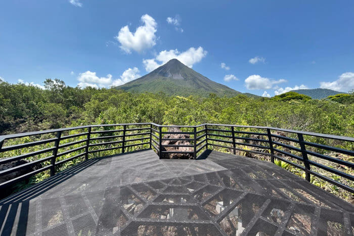 Large viewing deck overlooking Arenal Volcano
