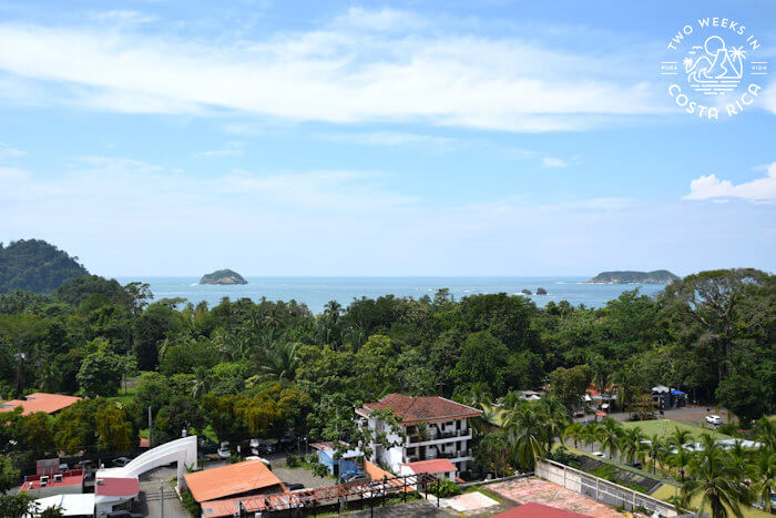 View of Manuel Antonio with trees and ocean in background